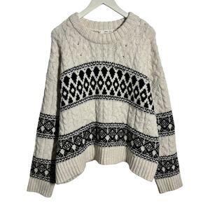 Mango Cream and Black Patterned Sweater
